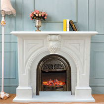 Marble fireplace stone carving fireplace TV cabinet European simple mantel Villa home living room background wall ornaments