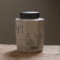 Jiangnan past ash large tea cans Gift boxes Household Puer sealed cans Storage moisture-proof cans Ceramic cans