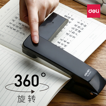 Deli 0434 rotatable stapler for thick book stapler students 360 degree stapler large commercial nail middle seam office supplies heavy riding nail stapler hand-held mini small
