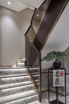 Glass guardrail double beam staircase modern minimalist attic loft layer solid wood rotating staircase indoor duplex staircase custom
