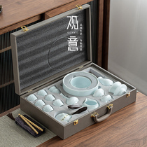 View meaning Chinese white porcelain light luxury kung fu tea set with hand gift home tea set gift