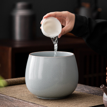 Ceramic Ru kiln water kettle Tea washing built water tea tank Brother Kiln tea bucket Household retro Kung Fu tea residue tank Kung Fu tea bowl