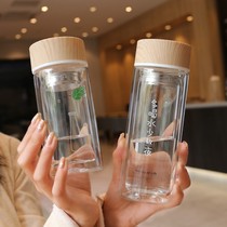 Fresh and simple double-layer heat-resistant glass large-capacity portable female student high-value heat insulation and anti-scalding tea cup
