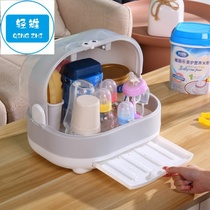 Baby special tableware storage baby bottle storage box drain drying rack with cover dustproof portable storage storage