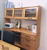 Nordic solid wood dining side cabinet Kitchen combination high cabinet Japanese tea cabinet Small household wine cabinet Storage cabinet Kitchen cabinet customization