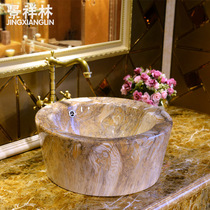 European style simple Jingdezhen art basin washbasin wash basin upper basin-straight waist marble pattern