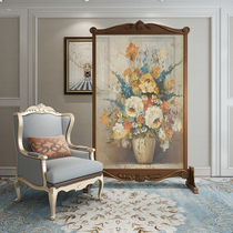 European-style screen partition living room bedroom dining room solid wood carved decoration semi-transparent modern flower mobile porch seat screen