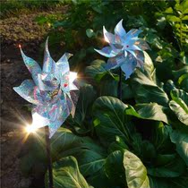Kindergarten decorative colored plastic windmill festive agricultural outdoor hanging ornaments knife-shaped windmill round bird repellent Windmill