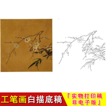 Ancient painting Song painting white sketch manuscript Flowers and birds sketch Gongbi Ma Linmei bamboo picture page Student Chinese painting copying practice GH11