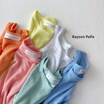 Spot Raysonpapa Korean childrens clothing summer thin hollow T vest mens and womens childrens solid color wild sleeveless top