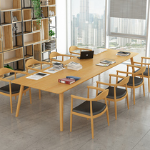 Nordic Large Solid Wood Office Conference Table Long Table Minima Modern Bench Simple Library Reading Room Table And Chairs