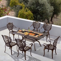 Outdoor Barbecue Table And Chairs Courtyard Villa Cast Aluminum Dining Room Outdoor Balcony Casual Suit Combined Home Barbecue Furniture