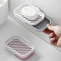 Home home side pull drain soap box Punch-free wall-mounted soap holder Bathroom plastic soap holder soap box