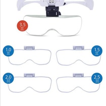 New white head-mounted magnifying glass five pieces of five magnification lenses dual LED helmet magnifying glass 9892B2C
