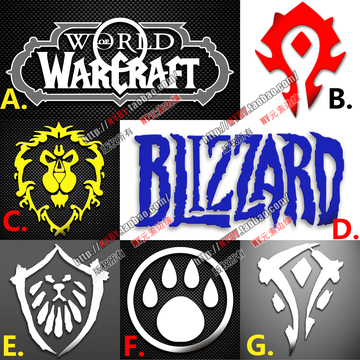 魔兽世界 联盟 部落 q版标志 暴雪 魔兽键盘贴纸 手机贴纸 金属贴