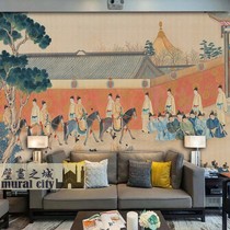Ancient style retro dream of red mansions wallpaper hotel bed and breakfast script killing photo wallpaper Chinese living room bedroom background wall cloth