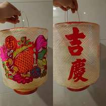 New year traditional handmade Hanfu ancient wind bamboo silk oil paper lantern (line lamp) hand-painted paper-cut glowing portable wedding