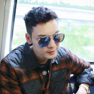 2017韩国陈伟霆范爷杨幂同款太阳镜女潮明星款金框圆脸偏光墨镜男