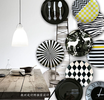Nordic decorative plate hanging plate Art dinner plate Western food flat plate black and white gray ceramic plate restaurant decoration background wall