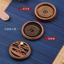 Zen wood portable incense burner Mahogany agarwood plate incense burner Indoor household plate incense box Incense burner Sandalwood stove