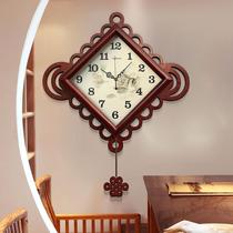 Chinese knot Chinese style clock wall clock living room retro Chinese clock silent pendulum clock home decoration large decorative table