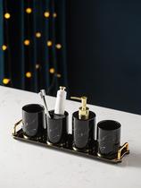 Light luxury marble bathroom wash five-piece combination home hotel toilet toothbrush storage rack