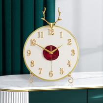 Light luxury deer head seat clock Modern simple living room desktop decoration ornaments creative Agate silent clock