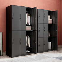 Black locker staff dormitory iron locker with lock padded storage cabinet gym locker room wardrobe