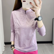 Quick-drying T-shirt women long sleeve collar 2021 spring summer thin outdoor sports mountaineering running elastic breathable quick-drying clothes