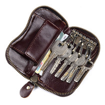 New men and women genuine leather retro headlayer cow leather multifunction car key bag button casual personality youth zero money card bag