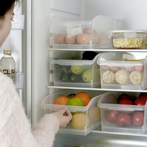 Refrigerator storage box household kitchen food storage basket large plastic vegetable fruit debris pulley refrigerated box