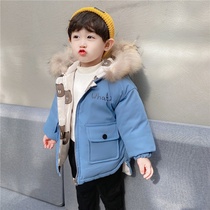 Korean boy cotton clothes 2021 winter clothes New handsome children down cotton small children Foreign style thick coat tide cool