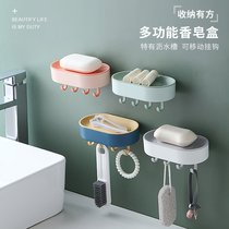 Free punch soap toilet wall-mounted with adhesive hook xiang zao jia bathroom shelf creative double drain rack sub-
