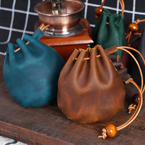 Headlayer Bull Leather Draw Rope Zero Wallet Retro Genuine Leather Coin Bag Cashier Bag Pocket Bag Casual hand Get small purse