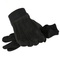 Gloves men's winter Korean version plus velvet warm student touch screen gloves thickened winter cycling suede gloves