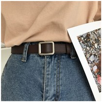 Non-porous rectangular belt female Korean version of Joker chic simple retro BF wind ins personality trend student belt