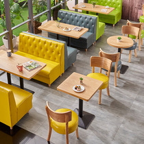 Card seat sofa custom Internet Cafe Bar Cafe dessert shop restaurant Net red milk tea table and chair combination against wall restaurant