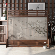 New Chinese solid wood screen partition into the living room hotel simple flowers and birds office block hollow entrance seat screen