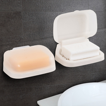 Soap box sucker wall-mounted drain soap box with cover portable student dormitory new soap box rack free of punching