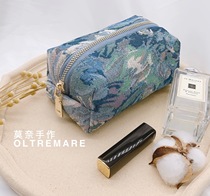 Monet hand-made large-capacity cosmetic bag retro embroidery sunflower French ins travel storage portable drop-proof
