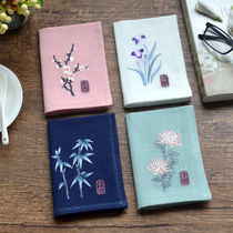  Meilan bamboo chrysanthemum ancient style embroidery flowers men and women carry custom name old-fashioned classic nostalgic pure cotton handkerchief silk