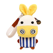 Creative Car Key Bag Tricolour Patches Women Style Korea Cute Cloth Bag Mini Cartoon Zero Wallet