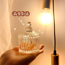 Super nice ins transparent glass storage jar retro Korean yurt desktop jewelry storage box candy bottle