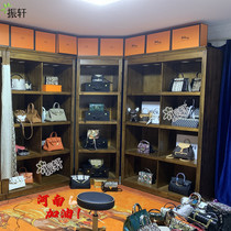 Bag Display Shelf Vintage Solid Wood Cosmetics Showcase Luxury Showcase Product Cabinet Tea Tobacco Liquor Shelf