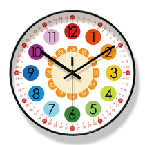 Childrens room wall clock early education learning silent clock clock kindergarten classroom students recognize watch automatic time radio clock