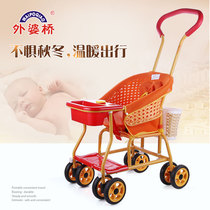Grandma Bridge imitation rattan stroller Lightweight imitation bamboo and rattan baby stroller Simple portable baby warm stroller