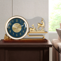 Modern light luxury solid wood clock home fashion desktop decoration ornaments living room entrance wine cabinet Fulu atmospheric decoration