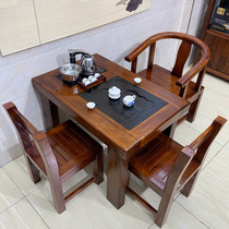 Old boat wood tea table and chair combination solid wood tea table automatic smart tea table Chinese coffee table balcony small tea table set