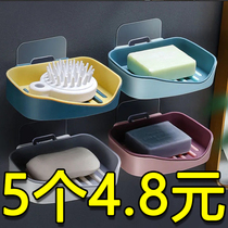 Soap box rack drain toilet creative non-perforated storage rack home suction cup wall-mounted soap box double layer