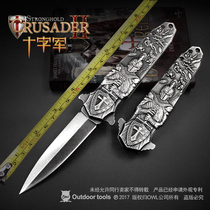 Collection of small knife folding knife spring steel folding knife outdoor self-defense camping portable folding knife straight knife survival manual knife